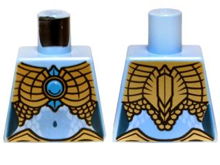 Torso Chima Female Outline with Gold Scaled Armor and Blue Round Jewel (Chi) Pattern