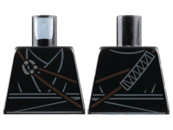 Torso Layered Robe, Dark Brown Strings with Silver Clasp, Katana Scabbard on Back Pattern