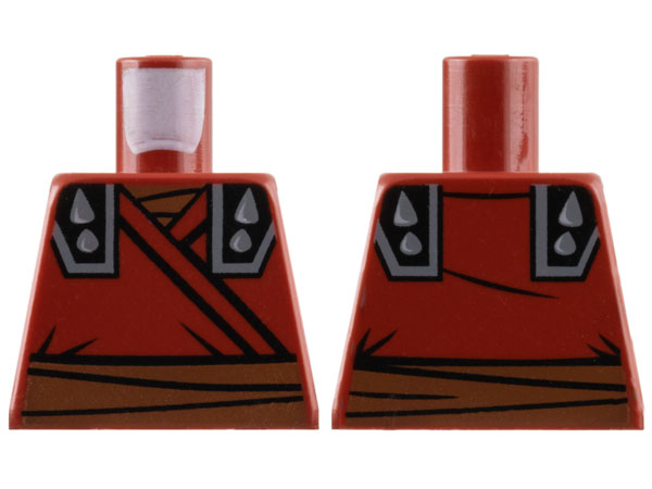 Torso Robe, Reddish Brown Sash, Black Shoulder Armor with Dark Bluish Gray Spikes Pattern