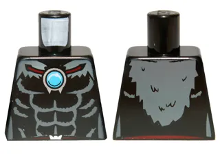Torso Bare Chest with Muscles, Dark Bluish Gray Fur and Dark Azure Round Jewel (Chi) Pattern