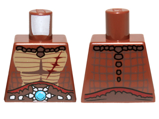 Torso Crocodile Skin with Dark Red Scar and Blue Round Jewel (Chi) Belt Pattern