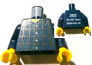 Torso Studios Plaid Button Shirt Front, 2012 The LEGO Store Alpharetta, GA Back Pattern / Dark Blue Arms / Yellow Hands