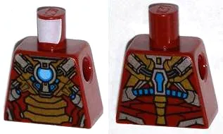 Torso Armor with Blue and Medium Blue Circle Arc Reactor, Gold Panels, Silver Trim Pattern (Iron Man Mark 17)