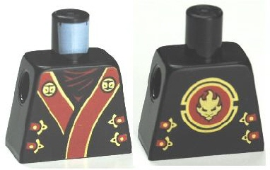Torso Ninjago Robe with Red and Gold Sash Pattern
