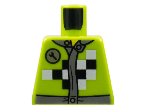 Torso Mechanic Racing Jacket with Wrench and Black and White Checkered Pattern