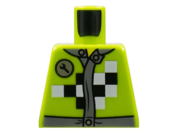 Torso Mechanic Racing Jacket with Wrench and Black and White Checkered Pattern