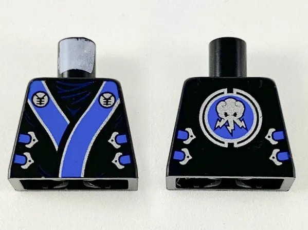 Torso Ninjago Robe with Blue and Silver Sash Pattern
