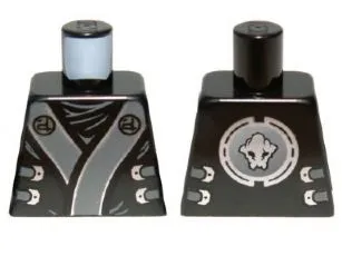 Torso Ninjago Robe with Gray and Silver Sash Pattern