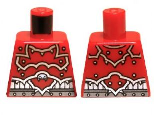 Torso Ninjago Red Armor and Silver Belt Pattern