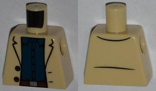 Torso Jacket with 2 Buttons, Dark Blue Shirt and Belt Pattern