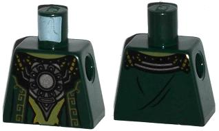 Torso Asian Robe with Gold Stitchery and Round Silver Pendant Pattern