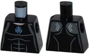 Torso Muscles Outline with Blue Circle (Arc Reactor) Pattern
