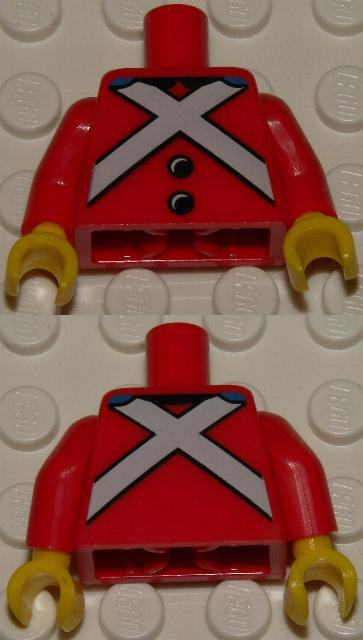 Torso Royal Guard Uniform with Black Buttons and White Crossed Belts Pattern / Red Arms / Yellow Hands