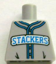 Torso Baseball Jersey with Blue Trim and 'STACKERS' Logo Pattern