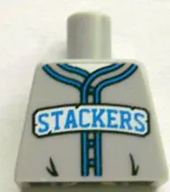 Torso Baseball Jersey with Blue Trim and 'STACKERS' Logo Pattern