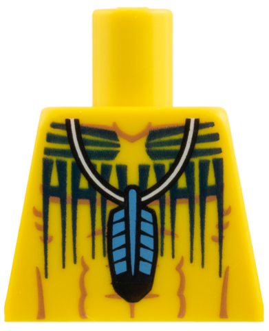 Torso Western Indians Blue Feather Pendant and Black Body Paint Pattern