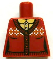 Torso Female Knit Fair Isle Sweater Vest with Buttons over Tan Shirt with Peter Pan Collar Pattern