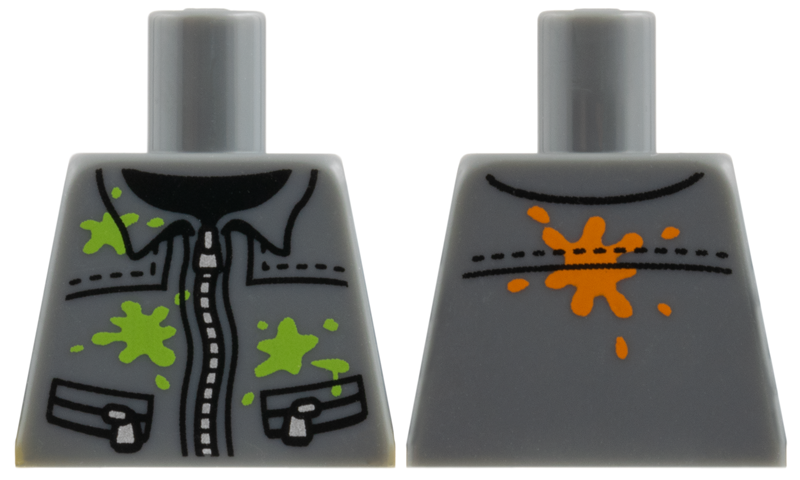 Torso Silver Zipper and Lime Paint Splotches Pattern