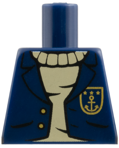 Torso Jacket Open with Gold Buttons and Anchor over Tan Sweater Pattern