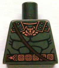 Torso Bare Chest Muscles Outline with Wolf / Fox Head and Copper and Dark Brown Belt Pattern