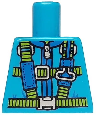 Torso Blue and Lime Parachute Harness Straps and Silver Buckles Pattern