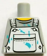 Torso Crew Neck Shirt with White Overalls with Breast Pocket and Azure Paint Stains Pattern
