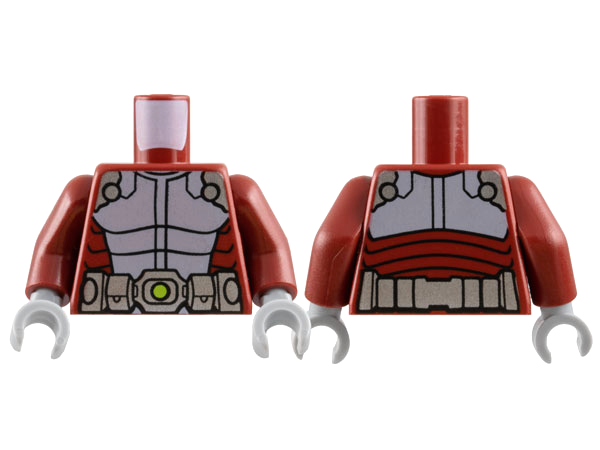 Torso Body Armor with Light Bluish Gray Panels, Silver Shoulders, Utility Belt with Lime Dot Pattern / Dark Red Arms / Light Bluish Gray Hands