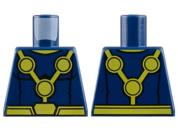 Torso Super Hero Costume with Yellow Circles, Belt, and Neck Pattern