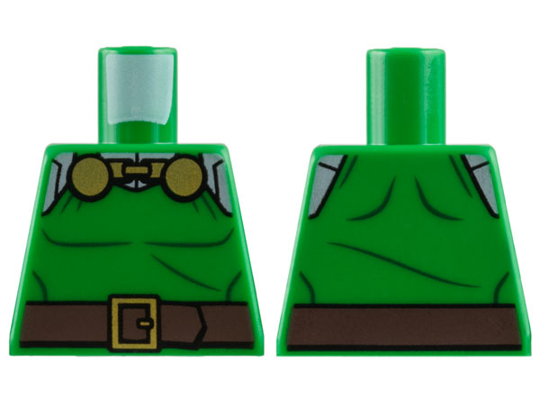 Torso Tunic with Gold Circle Clasps, Dark Brown Belt with Buckle, Light Bluish Gray Shoulders and Neck Pattern