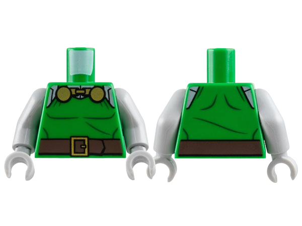 Torso Tunic with Gold Circle Clasps, Dark Brown Belt with Buckle, Light Bluish Gray Shoulders and Neck Pattern / Light Bluish Gray Arms / Light Bluish Gray Hands