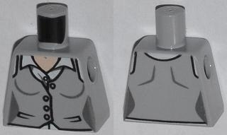 Torso Female Vest with Buttons and White Shirt Pattern