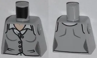 Torso Female Vest with Buttons and White Shirt Pattern