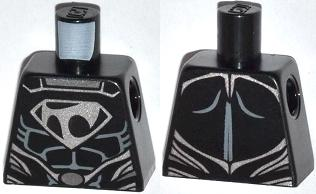 Torso Super Hero Costume with Muscles Outline, Tor-An Silver Chest Emblem, Oval Belt Buckle Pattern