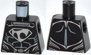 Torso Super Hero Costume with Muscles Outline, Tor-An Silver Chest Emblem, Oval Belt Buckle Pattern