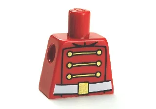 Torso Toy Soldier Uniform with 3 Gold Chains, 6 Buttons and White Belt with Gold Buckle Pattern