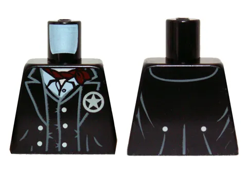 Torso Jacket and Vest with Star Badge and Dark Red Scarf Pattern