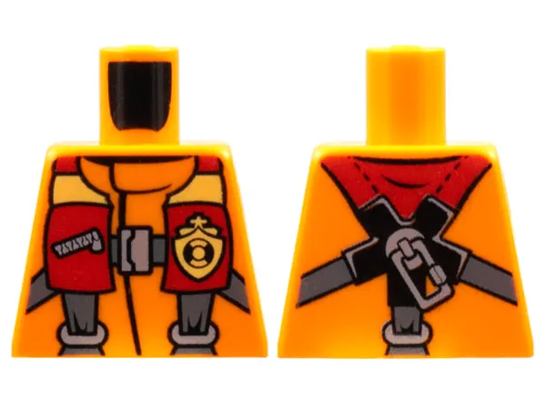 Torso Coast Guard, Jacket with Harness and Yellow Coast Guard Logo Badge Pattern