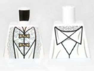 Torso LotR Shirt with Ornate Silver Fabric and Gold Clasps Pattern (Saruman)