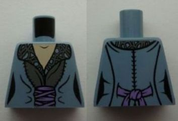 Torso LotR Dress with Gray Patterned Collar and Pink Sash Pattern (Arwen)