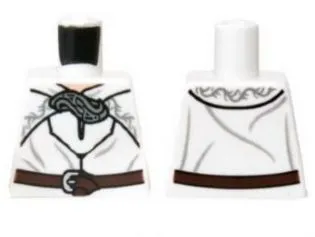 Torso LotR Robe with Brown Belt and Silver Clasp Pattern (Gandalf)