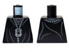 Torso LotR Robe with Dark Bluish Gray Folds and Silver Chain, Pendant, and 2 Clasps Pattern