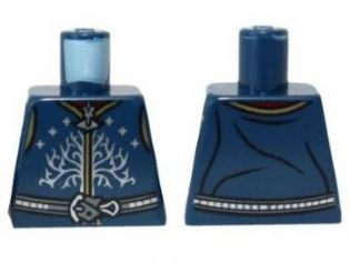 Torso LotR Vest with Silver Stars and Tree of Gondor Pattern (Aragorn)