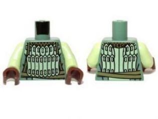 Torso LotR Armor with Gold and Light Green Scales Pattern / Yellowish Green Arms / Reddish Brown Hands