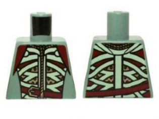 Torso LotR Armor with Light Green and Dark Red Straps and Belt Pattern