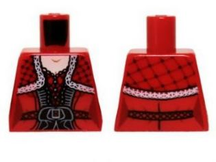 Torso Dress with Black Belt, Ruffles and Lace Shawl Pattern