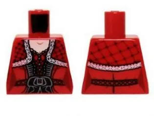 Torso Dress with Black Belt, Ruffles and Lace Shawl Pattern