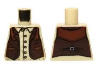 Torso Shirt with Buttons and Brown Western Style Vest Pattern