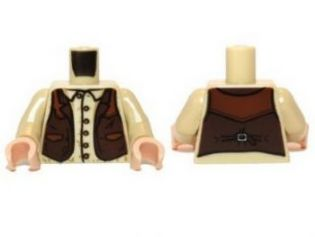 Torso Shirt with Buttons and Brown Western Style Vest Pattern / Tan Arms / Light Nougat Hands