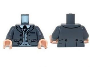 Torso Jacket with Pockets, Vest with Buttons and String Tie Pattern / Dark Bluish Gray Arms / Light Nougat Hands