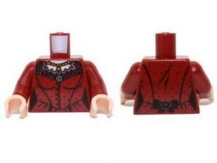 Torso Spotted Dress with Buttons, Ruffles and Gold Necklace Pattern / Dark Red Arms / Light Nougat Hands